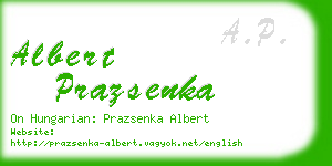 albert prazsenka business card